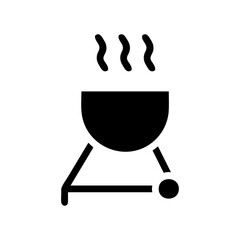 Simple Black Grill Icon Depicting Outdoor Cooking and Summer BBQ Fun