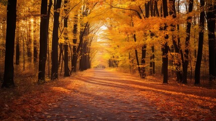 Fototapeta premium amber fall leaf border