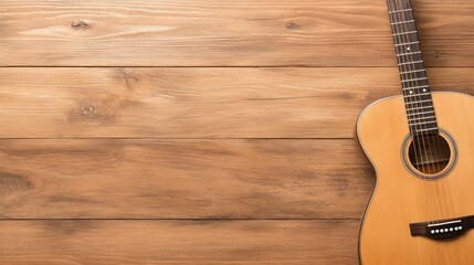 Fototapeta premium Acoustic guitar on wooden background music instrument stock photo