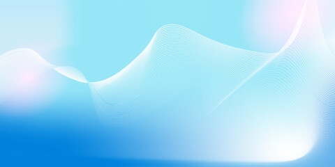 Abstract blue gradient background with shining lines waves. Minimalist background for banner, poster, cover, brochure, flyer, website
