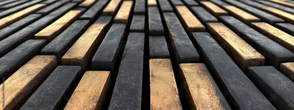 Aufkleber abstract background texture of dark and golden brown rectangular blocks arranged in rows, creating a