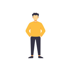 Simple Illustration of a Man Flat Design Character for Websites and Apps