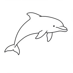 Obraz premium Dolphin outline drawing illustration on white background