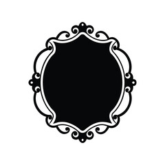 Vintage frame silhouette vector illustration. decorative ornate border, antique outline design, classic black contour