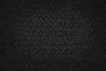 Black weave bamboo pattern, woven rattan mat texture for background and design art work.