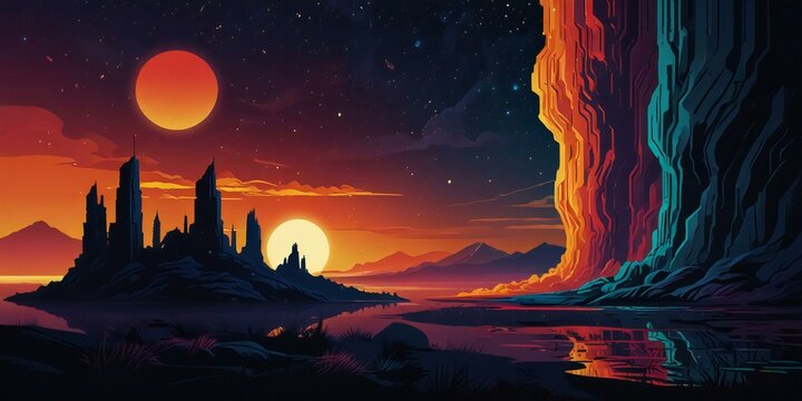 sunset in the mountains - Powered by Adobe