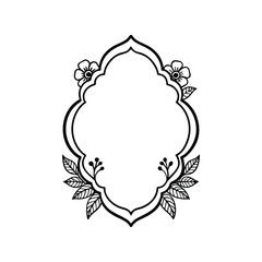 Vintage floral frame silhouette vector illustration. decorative flower border, ornate botanical outline, elegant graphic art