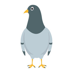Cute Pigeon Cartoon Character. Isolated on White Background.