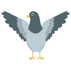 Cute Pigeon Cartoon Character. Isolated on White Background.