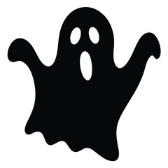Black and white spooky Halloween cartoon art of a ghost, octopus, and skull vector illustrations