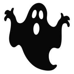 Black and white spooky Halloween cartoon art of a ghost, octopus, and skull vector illustrations