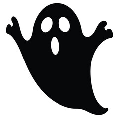 Black and white spooky Halloween cartoon art of a ghost, octopus, and skull vector illustrations