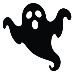 Black and white spooky Halloween cartoon art of a ghost, octopus, and skull vector illustrations