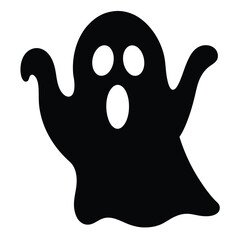 Black and white spooky Halloween cartoon art of a ghost, octopus, and skull vector illustrations