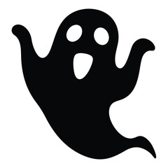 Black and white spooky Halloween cartoon art of a ghost, octopus, and skull vector illustrations