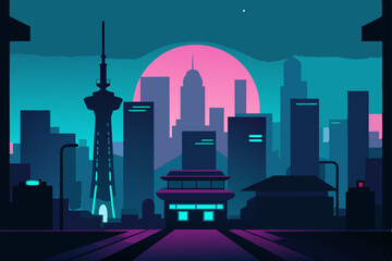 dark futuristic osaka with holographic billboards .svg