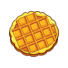 Crisp golden waffle vector illustration. breakfast food item with honeycomb texture, sweet bakery snack, isolated top view