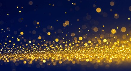 Naklejka premium Golden Glittering Dust Particles Flowing on Dark Background