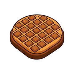 Crisp chocolate waffle vector illustration. sweet breakfast food with cocoa flavor, crunchy texture, top view snack graphic