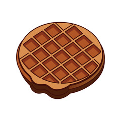 Crisp chocolate waffle vector illustration. sweet breakfast food with cocoa flavor, crunchy texture, top view snack graphic