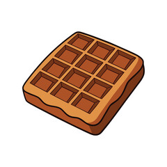 Crisp chocolate waffle vector illustration. sweet breakfast food with cocoa flavor, crunchy texture, top view snack graphic