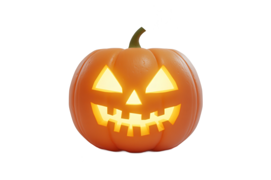 Illuminated jack o lantern with a triangular nose and square tee