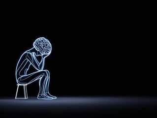 Depressed figure,  brain,  sadness