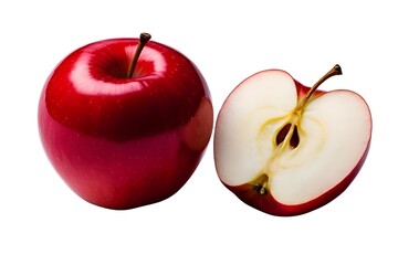 apple and slices  isolated at transparent background