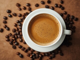 Cappuccino Coffee Panorama on Brown Background
