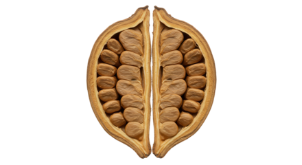 Open baobab fruit with seeds isolated PNG with Transparent Background