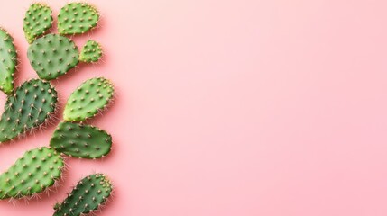 Pink Background with Decorative Prickly Pear Cactus