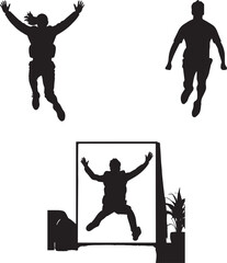 Person jumping silhouette vector on white background