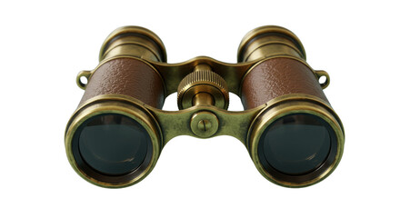 Vintage brass opera binoculars isolated on white background
