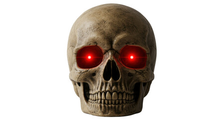 Skull with red glowing eyes isolated PNG with Transparent Background