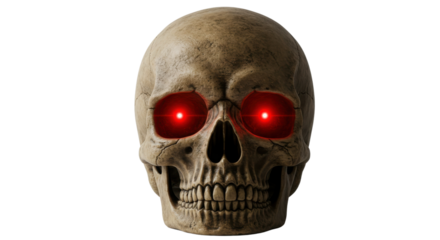 Skull with red glowing eyes isolated PNG with Transparent Background