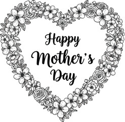 Mother’s Day Black and White Vector Art | Line Art Illustrations for Mom