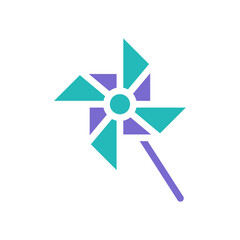 Colorful Pinwheel Illustration, Geometric Design with Rotating Blades, Simplified Art