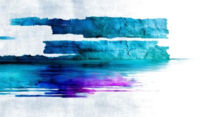 Abstract Teal and Purple Water Reflection - Abstract artwork featuring teal and purple hues, resembling a water reflection with textured brush strokes. Modern and calming