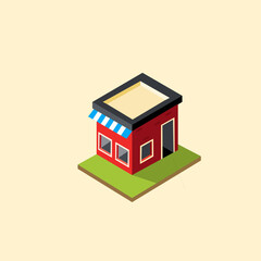 Isometric store. A shop or market icon. 3d design and vector graphic