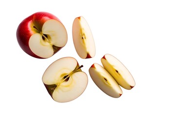 apple and slices  isolated at transparent background