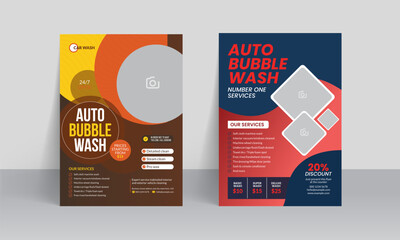 Professional Car Wash Flyer design and Auto Detailing & Cleaning Service template.