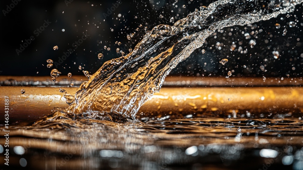 Poster water splash dynamic texture and flow of liquid in motion