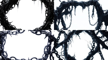 Dark, twisted root frames with chains