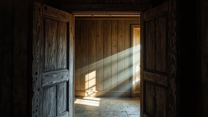 Weathered Wooden Doorway - Secrets Within