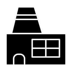 Factory icon featuring industry building