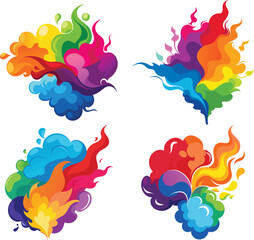Colorful Abstract Smoke Vector Set