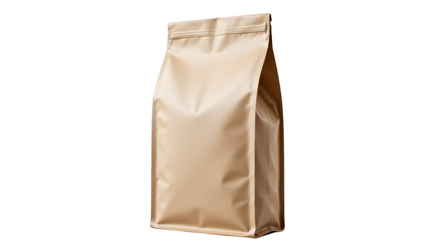 Aromatic brown bag of freshly ground coffee on a warm plaid background