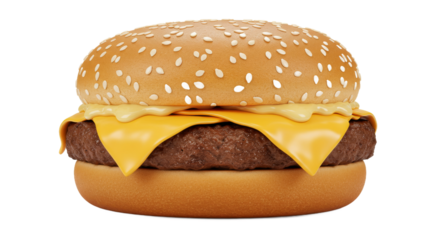 Delicious burger with cheese and sesame bun