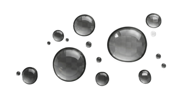Glistening orbs float in the abyss
