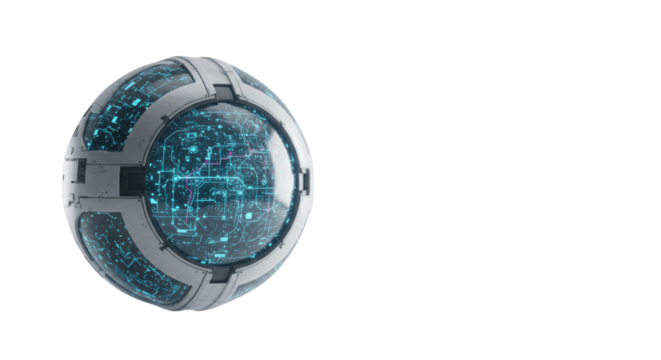 Futuristic tech sphere isolated PNG with Transparent Background - Powered by Adobe